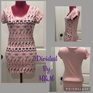 H&M Pink Graphic long style T-Shirt size 8